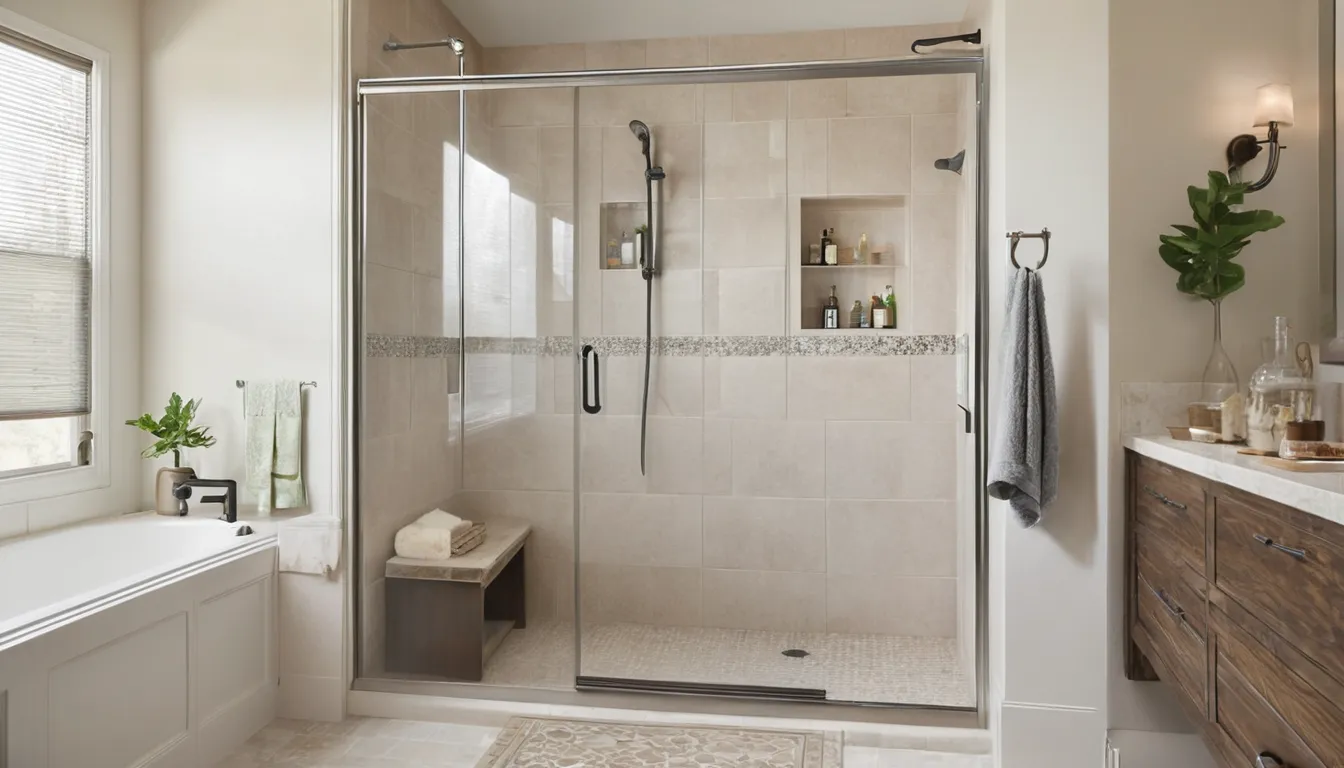 Low-threshold walk-in shower with a bench and grab bar in a San Leandro home